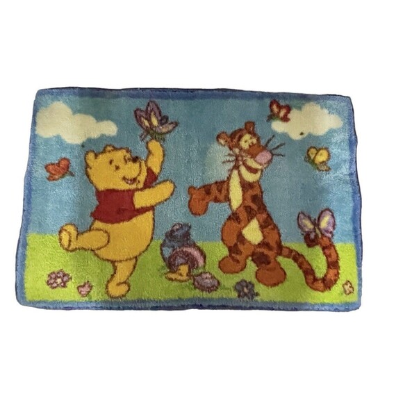 Vintage Winnie The Pooh And Tiger Butterflies Rug 29''x19” RARE - Picture 1 of 13